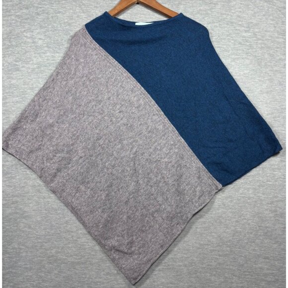 Celeste Wool Cashmere Blend Poncho Womens One Size Blue Gray - Picture 1 of 4